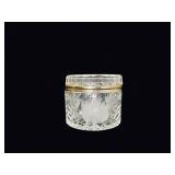 Victorian Cut Crystal Brass Hinged Vanity Jar