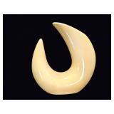 MCM Cream Glazed Ceramic Flame Form Vase