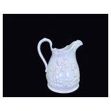 Victorian Parian Blue Putti Relief Pitcher