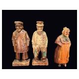 Carved Polychrome Wood Folk Figures Lot of 3
