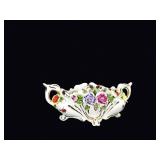 Dresden Style Porcelain Floral Footed Bowl