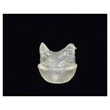 Pressed Glass Hen on Nest Covered Dish c1950