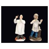 Bisque Porcelain Figurines Doctor Shaver Pair
