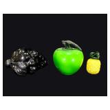 Murano Style Art Glass Fruit Lot of 3 MCM