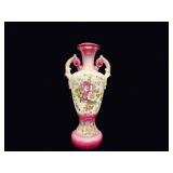 Victorian Porcelain Twin Handle Mantel Vase