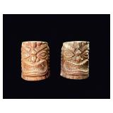 Mid-Century Tiki Salt Pepper Shakers Pair