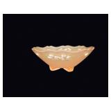 Pink Depression Satin Glass Footed Bowl 1930s