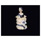Porcelain Colonial Lady Figurine Cobalt Blue
