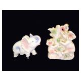 Lustreware Porcelain Elephant Figurines Pair