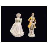 Porcelain Colonial Couple Figurines Pair c1970