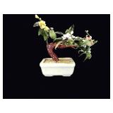 Chinese Hardstone Bonsai Tree Celadon Pot