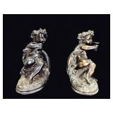 Spelter Bacchic Putti Bookends C1900-1950