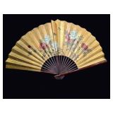 Hand-Painted Peony Wall Fan Bamboo 42"