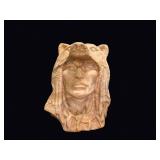 Native Chief Bear Headdress Bust Resin c1990