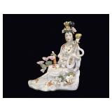 Chinese Porcelain Court Lady with Pipa Sitco