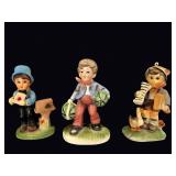 Hummel Style Bisque Boy Figurines Lot of 3