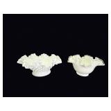 Fenton Milk Glass Hobnail Silver Crest Bowls