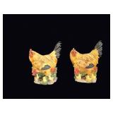 Resin Hen and Chicks Figurines Pair