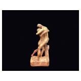 Carved Wood Nude Couple Sculpture 1991