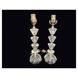 1940s Stacked Crystal Boudoir Lamps Pair