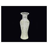 Pressed Glass Bud Vase Diamond Fan 13in