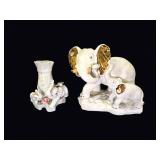 Porcelain Elephant Figurines Gilt Lot of 2