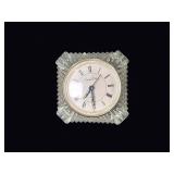 Crystal Clear Pressed Glass Quartz Desk Clock
