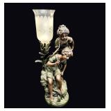 Art Nouveau Spelter Figural Newel Lamp c1900
