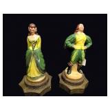Chalkware Courting Couple Boudoir Lamps 1940s