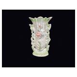 Lustreware Twin Spill Vase Applied Rose c1950