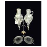 Etched Glass Double Wine Dispenser Iron Stand
