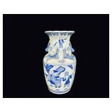 Chinese Blue White Chilong Baluster Vase 14.5"