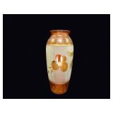 Bohemian Frosted Glass Vase Gilt Floral