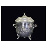 Victorian Silverplate Ice Bucket Porcelain Liner
