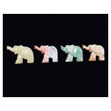 Carved Onyx Elephant Figurines Set of 4