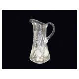 ABP Cut Glass Tankard Pitcher Hobstar Floral