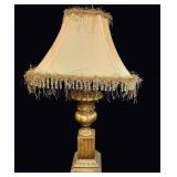 Neoclassical Gilt Urn Lamp Beaded Shade L20thC