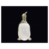 Ceramic Penguin Figurine Silver Luster Glaze