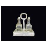 MCM Aluminum Tray Glass Oil Vinegar Cruet Set