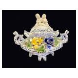 Capodimonte Style Porcelain Rabbit Finial Box