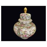 Rose Medallion Porcelain Ginger Jar 15in