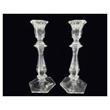 Partylite Crystal Candlesticks Pair 10.5in