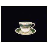 Salisbury Bone China Teacup Saucer Green Gold