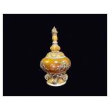 Resin Lidded Urn Faux Amber Flame Finial