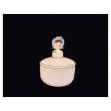 1950s Pink Hobnail Ceramic Powder Jar Girl Lid