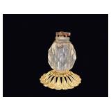 Mid-Century Faceted Glass Gilt Metal Lighter