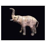 Leather Elephant Figure Trunk Up Mid 20thC