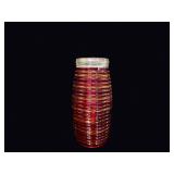Cranberry Flash Glass Beehive Jar Mid 20th C