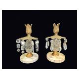 Italian Gilt Metal Crystal Girandoles Pair
