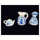 Spanish Blue White Pottery Lot Delft Teapot